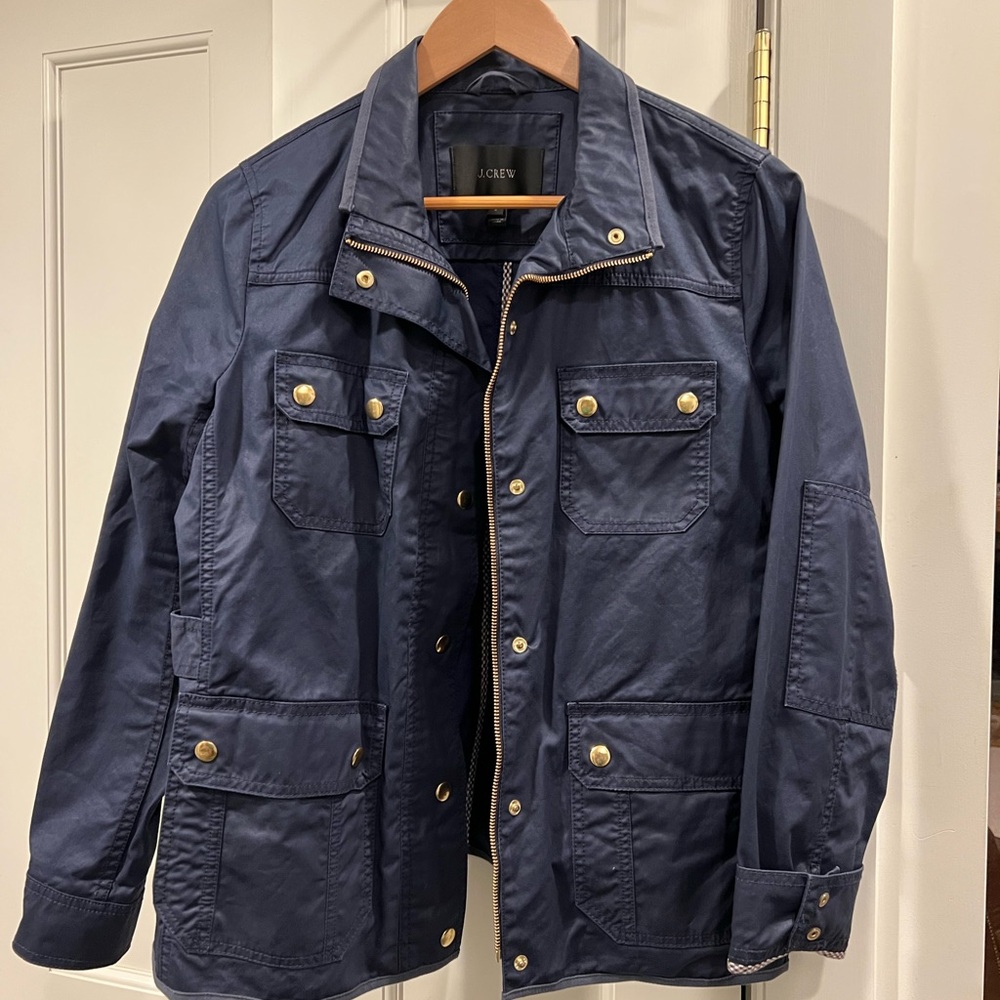 J. CREW // Relaxed Boyfriend Field Jacket,Medium Navy Blue w Gold Button Details